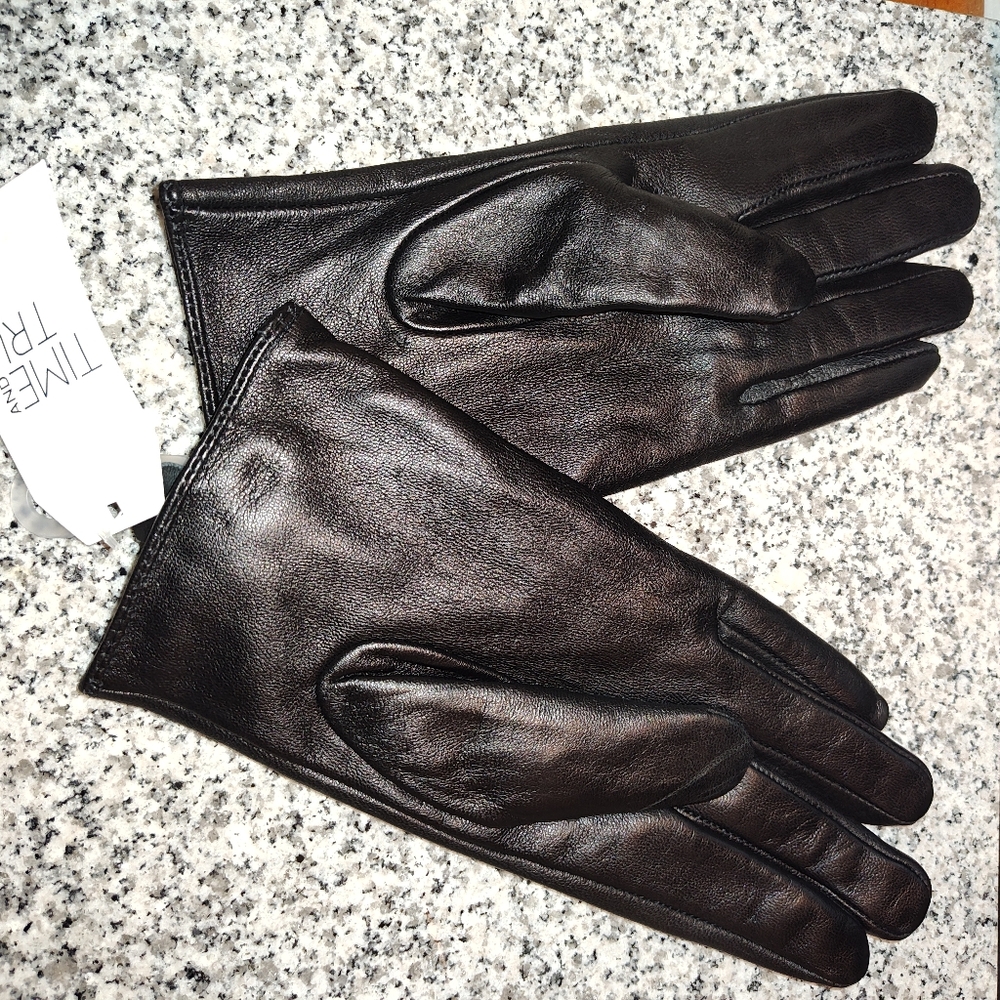 Ladies Black Leather Dress Gloves. Size Large-XLarge Women's. TT True Time. New.